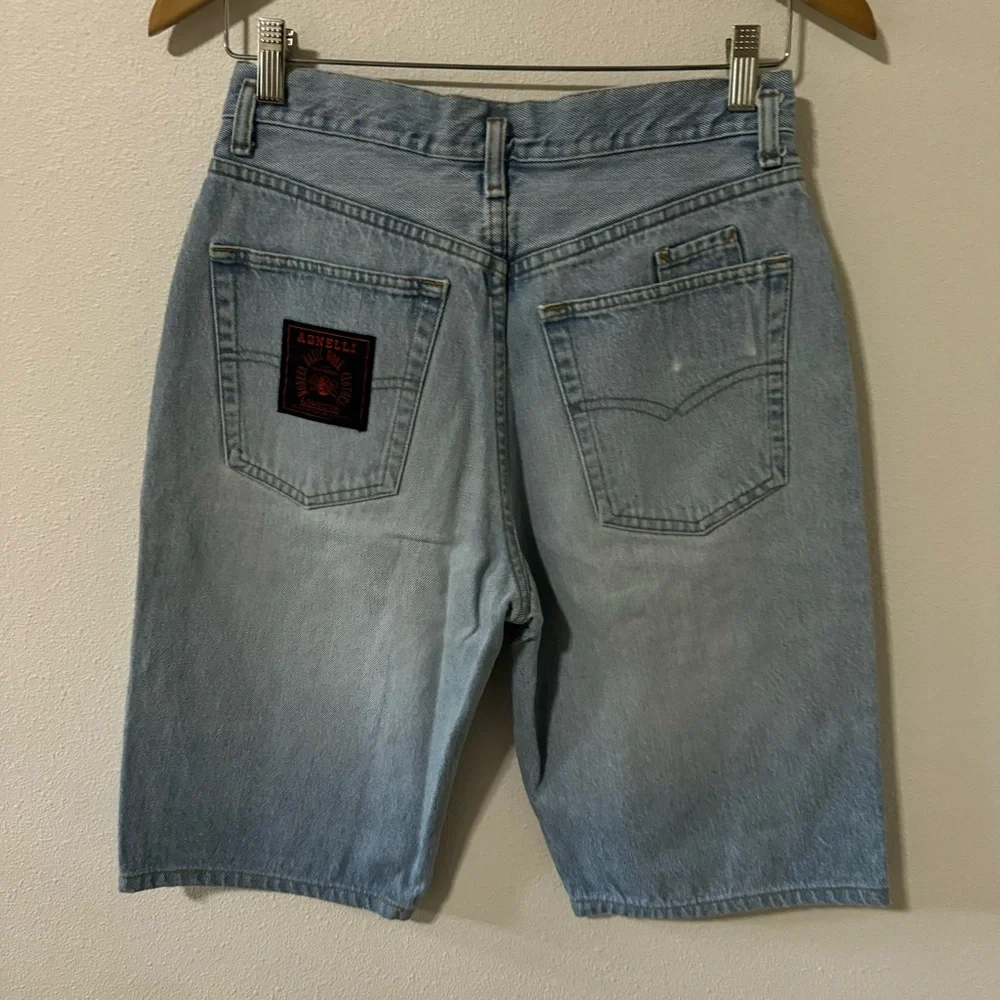 Vintage Agnelli Skater Baggy Jorts Light Wash Denim Longline Shorts USA Made-28